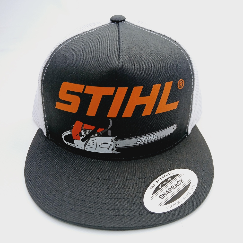 Gray and White Mesh Flatbill Snapback Cap